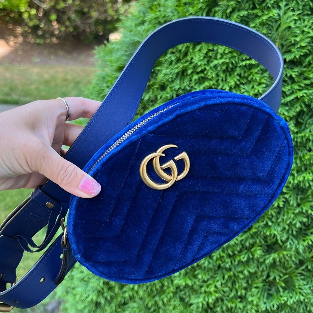 Authentic Gucci Marmont Blue Velvet belt bag - Picture 4 of 16